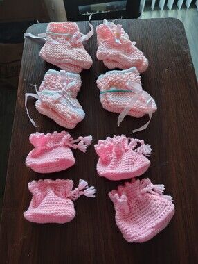 NWT Lot Of 6 Pairs Hanmade Palillos Baby Botines pink